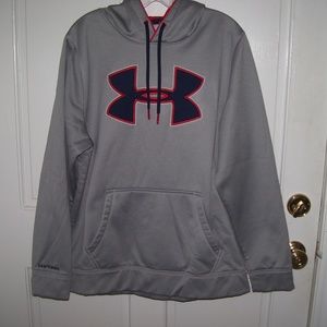 grey and red under armour hoodie